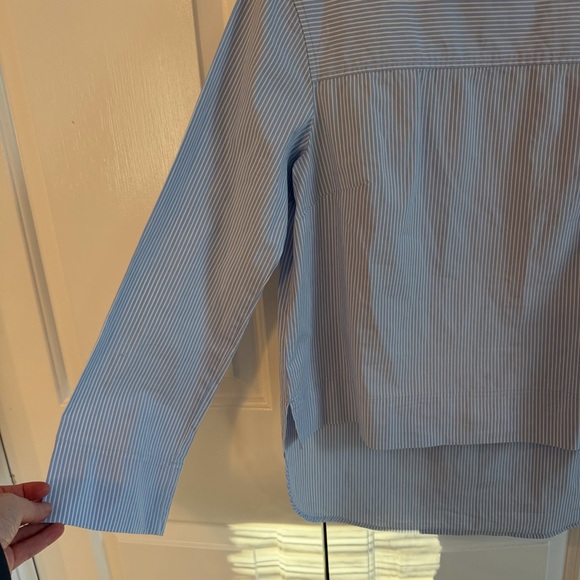 J. Crew Light Blue Striped Boat Neck Tunic Shirt, Size 2 - Picture 2 of 9